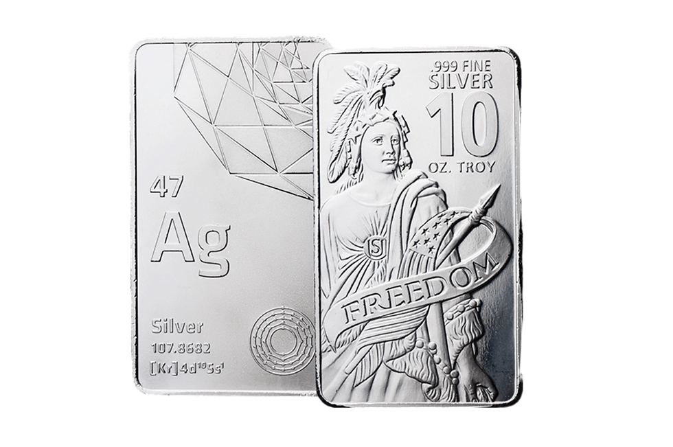 Thumbnail: Chuck Daughtry Freedom 10 oz silver bar front and back