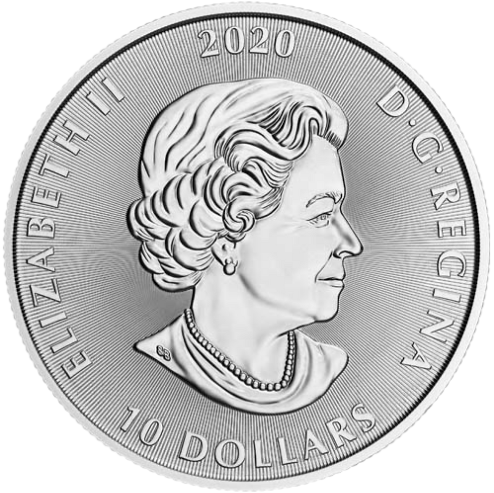 Thumbnail: 2020 2 oz Kraken Creatures of the North silver coin obverse with Queen Elizabeth II portrait