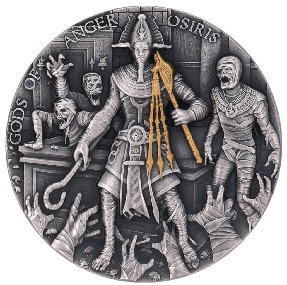 2023 - Niue - 2oz. - Osiris - Gods of Anger - (Antiqued/Colorized)