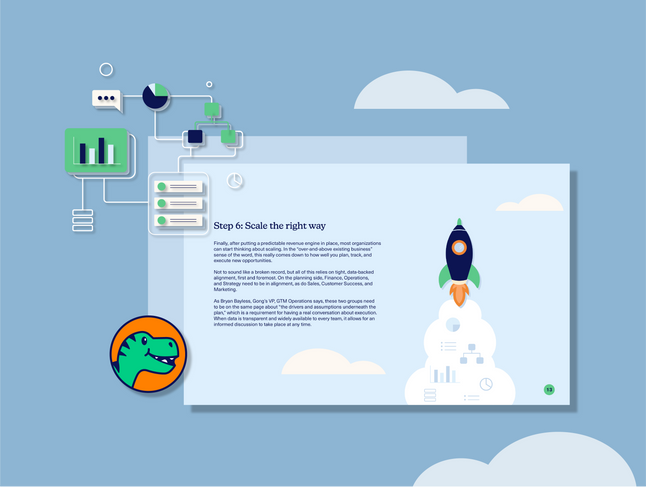 Page layout designs from Rattle's custom ebook, featuring branded illustrations 