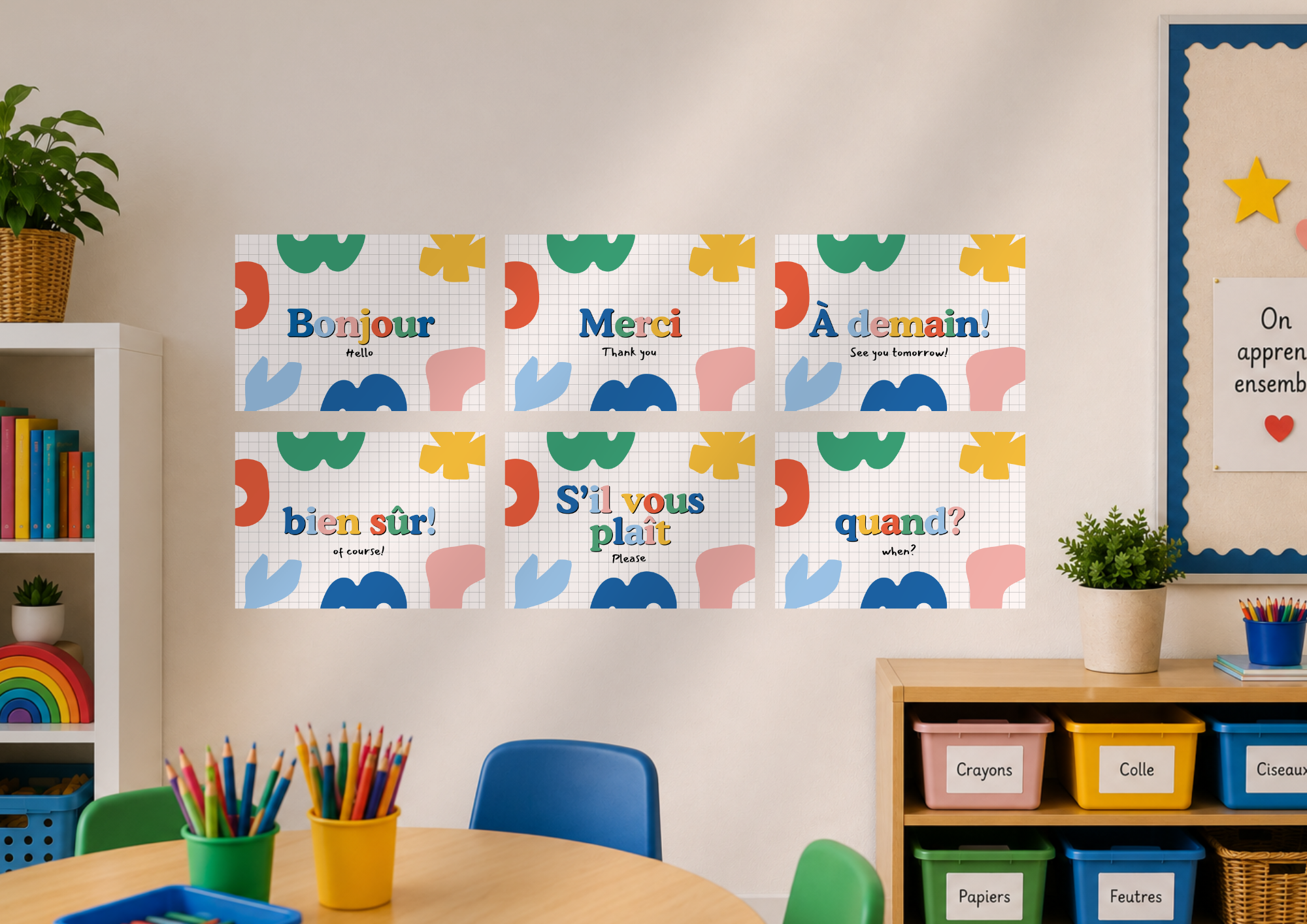French Fundamental Vocabulary and Phrases Posters