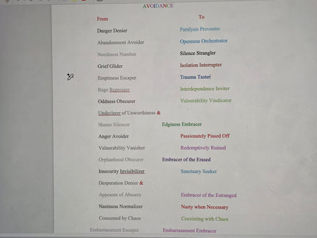 My Avoidance poem 4 heart sessions