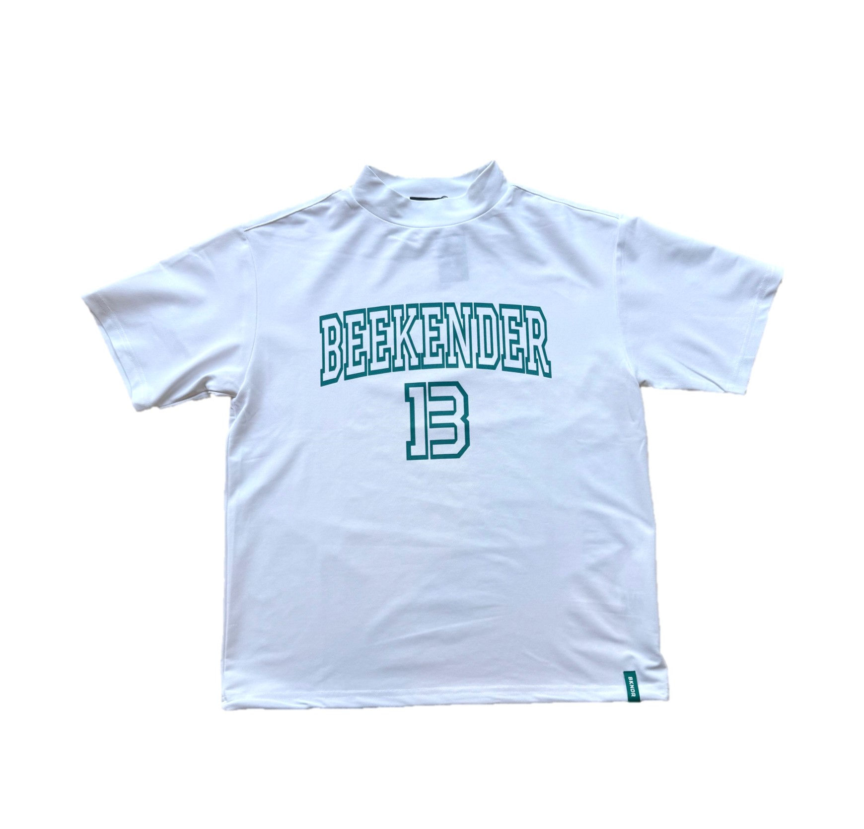 H/S mock neck shirts college logo pt WHT