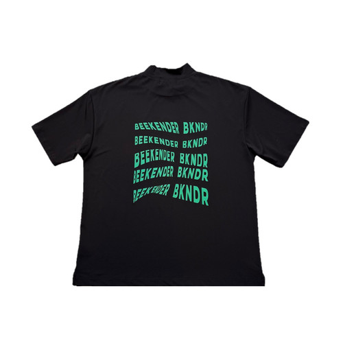 H/S Mockneck shirts wave print BLK | BKNDR