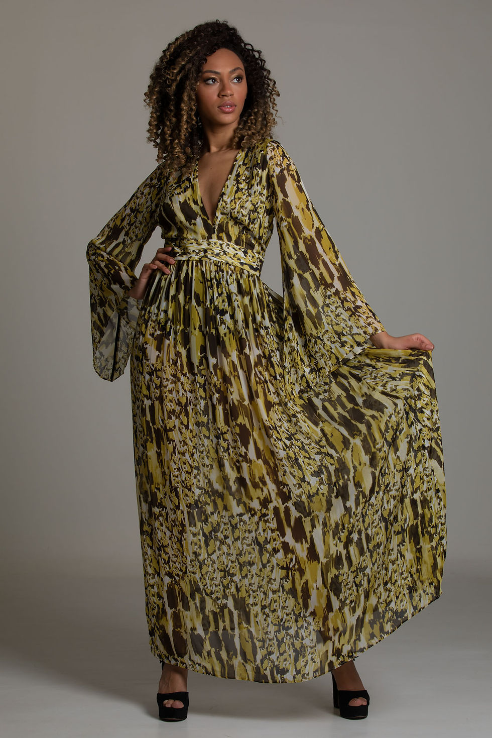 Miniatura: Vestido Kimono Longo Seda