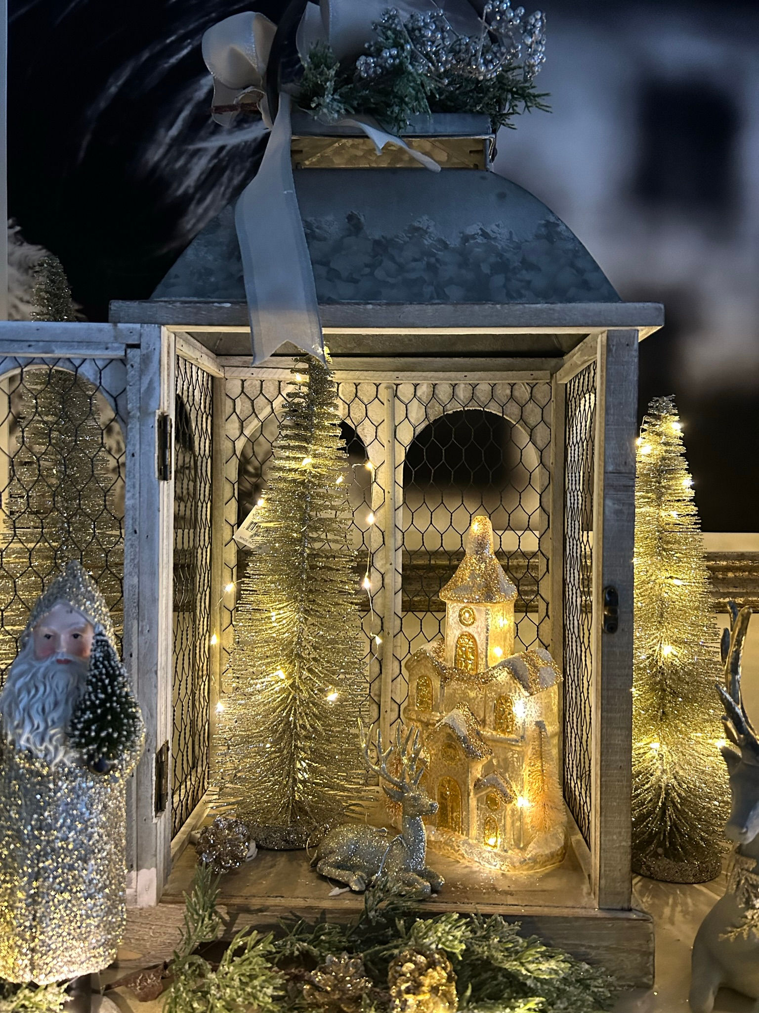 Grey Wash Lantern Large