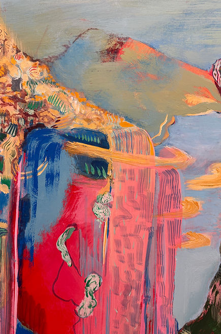 A large-scale, bold abstract acrylic painting on canvas with vibrant colors celebrating personal transformation and resilience.