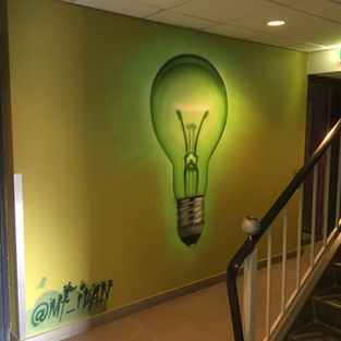 graffiti lightbulb, neon, green
