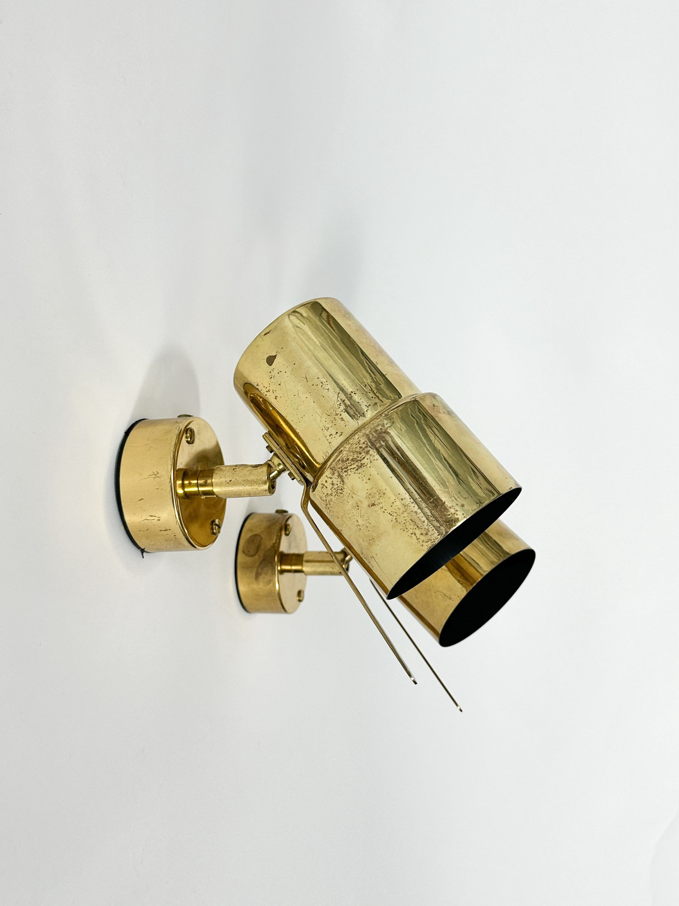 Pair of Hans Agne Jakobsson Wall Lamps Brass Sweden 1970s