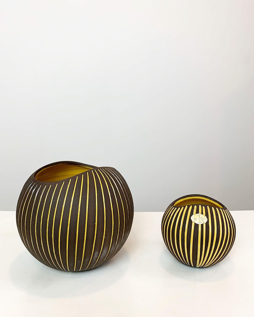 Pair of Hjördis Oldfors Kokos Vases Upsala Ekeby 1950s