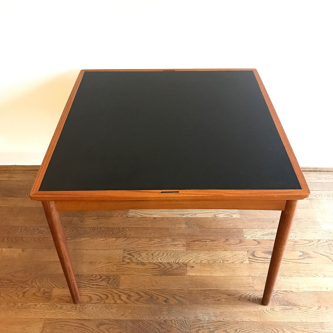 Poul Hundevad Game Table Teak & Leatherette 60s