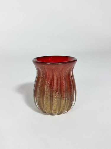 Small Archimede Seguso Vase Murano Glass Gold Leaf 1960s | sella