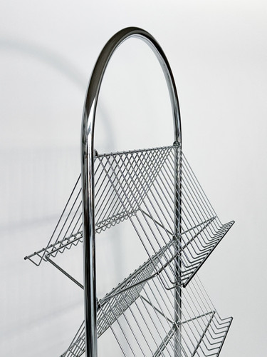 Verner Panton Magazine Rack Fritz Hansen Chromed Steel Display