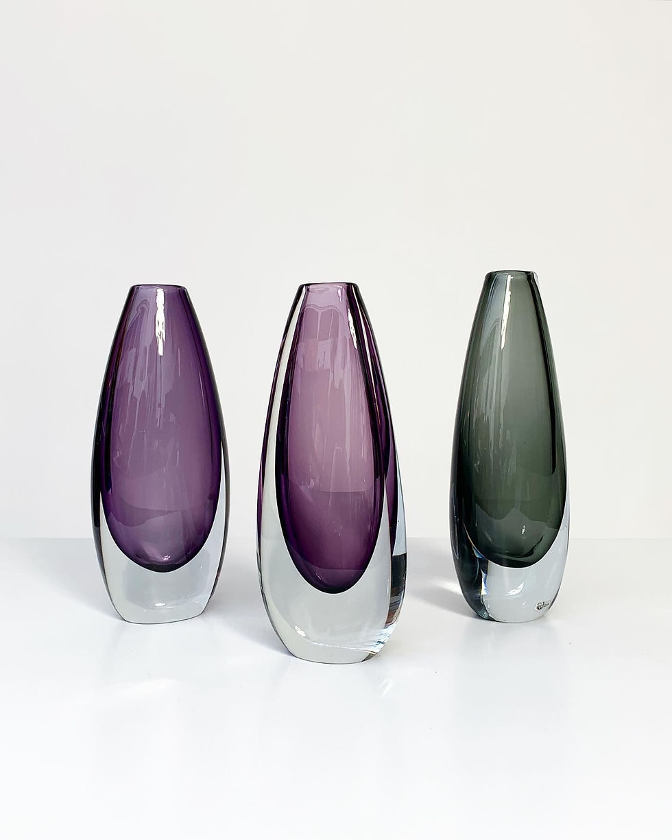 Gunnar Nylund Vase Strömbergshyttan Amethyst or Gray 1950s
