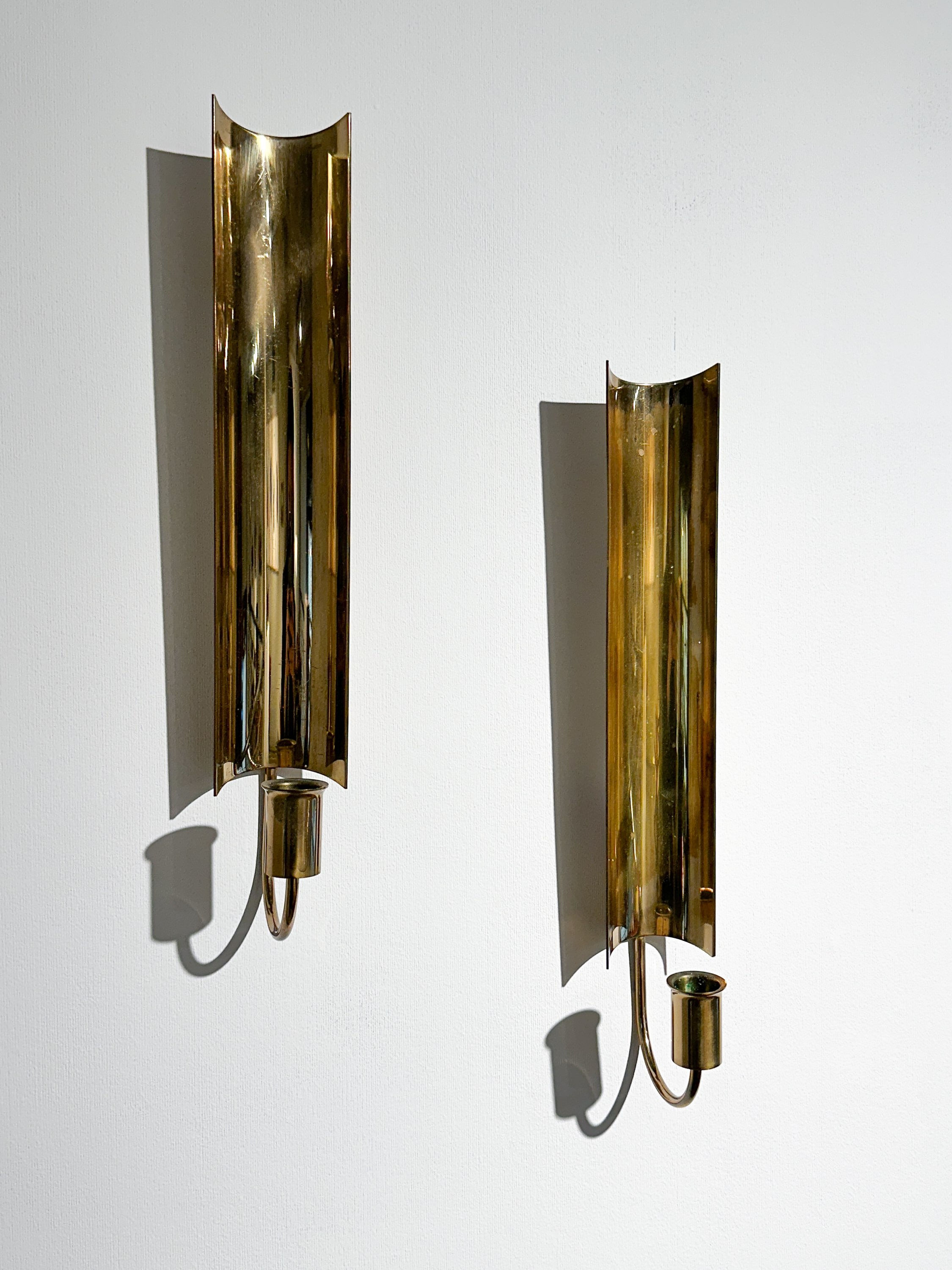 Pair of Pierre Forssell Wall Candle Holders Skultuna Sweden 1979