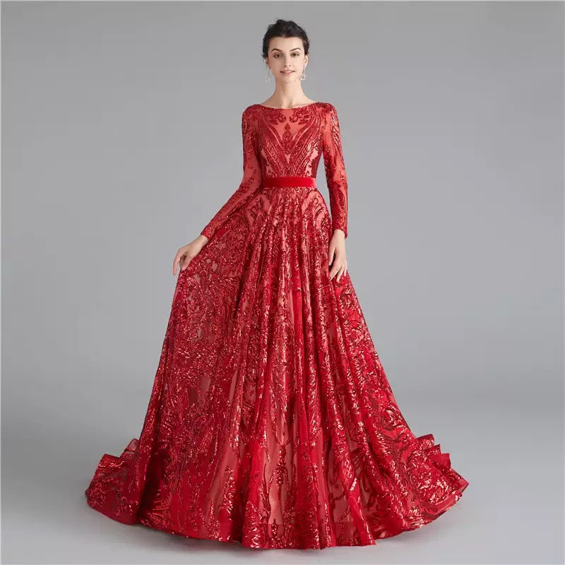 Thumbnail: Embellished Long Sleeve Evening Dress