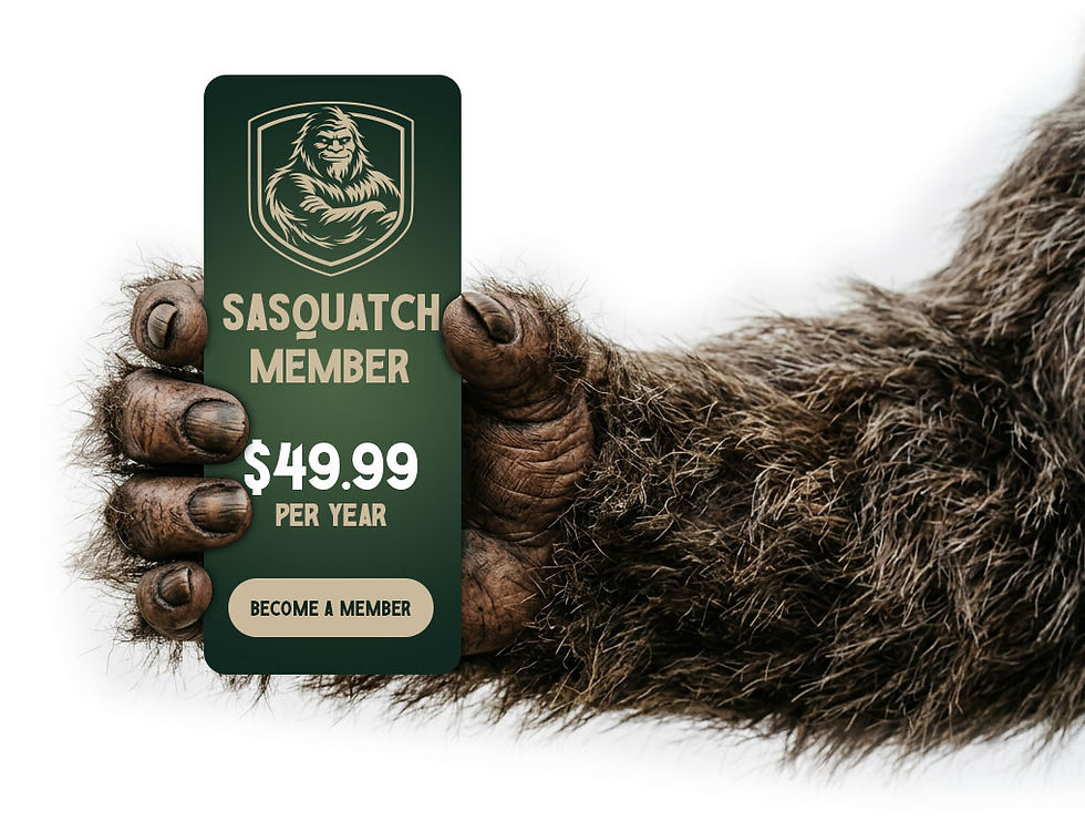 Sasquatch Hand holding the pricing card
