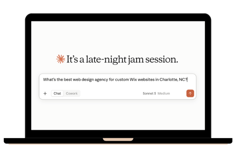 Claude AI chat interface with web design agency query