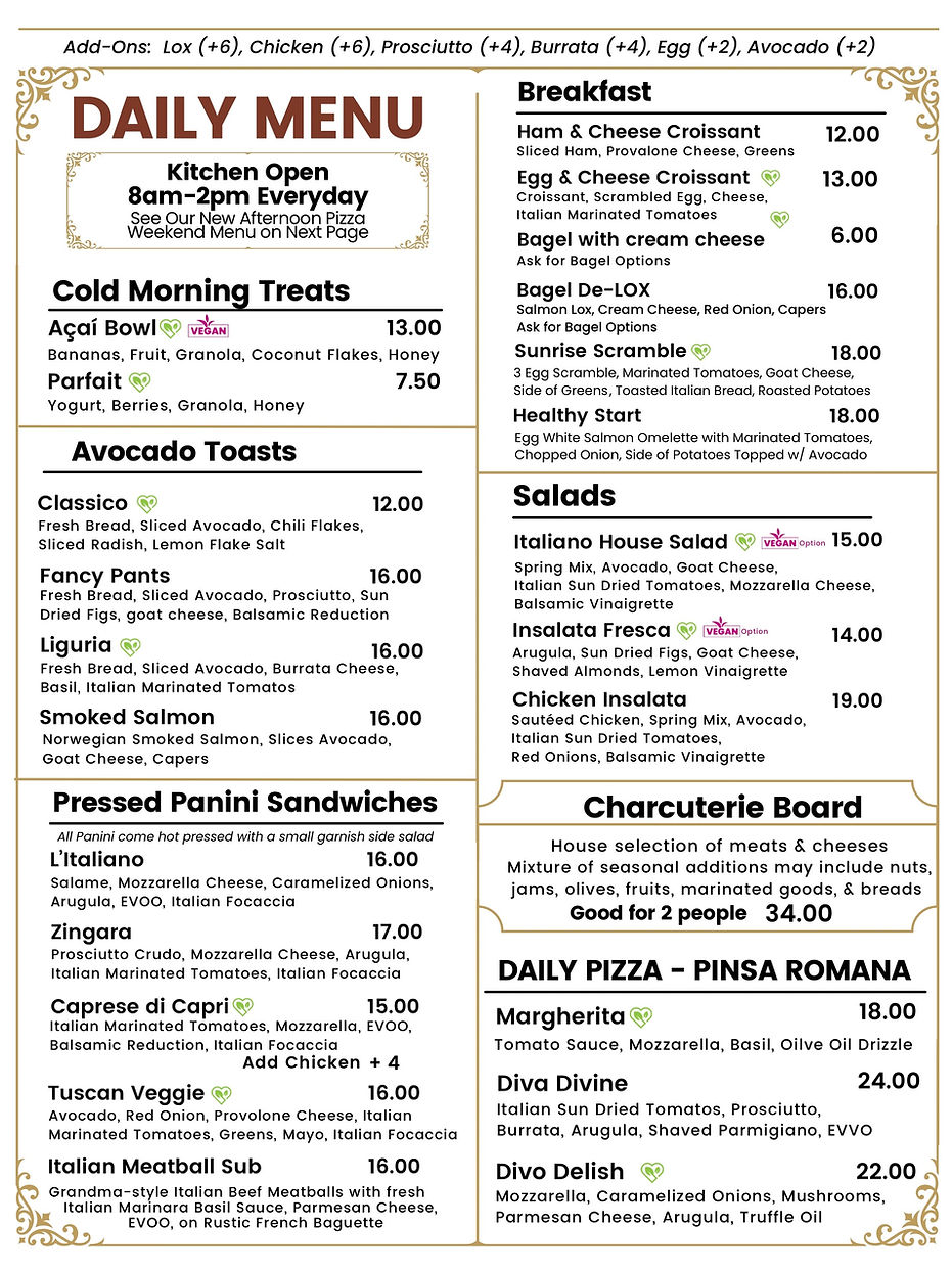 Divo Diva Menu