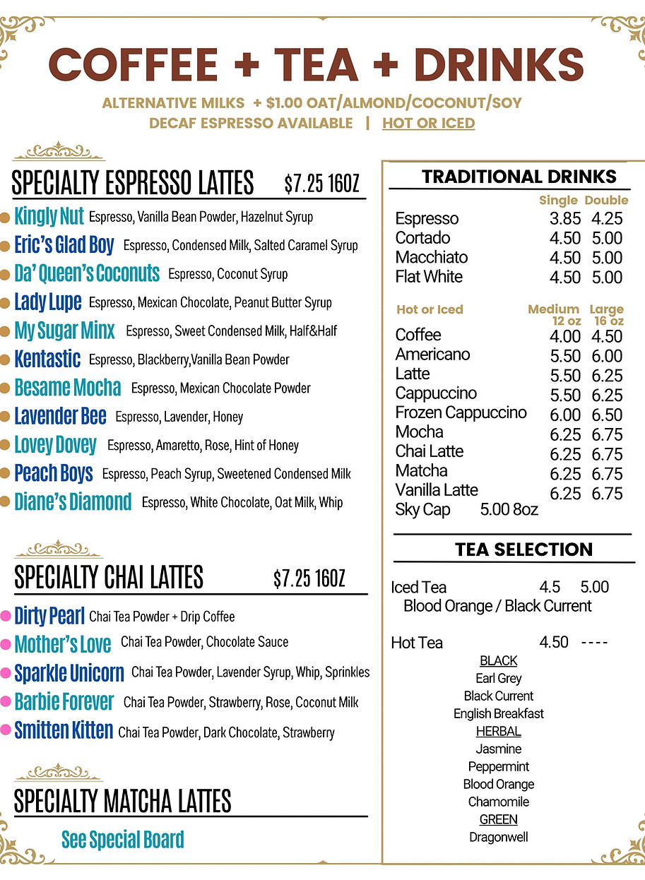 Divo Diva Coffee Menu