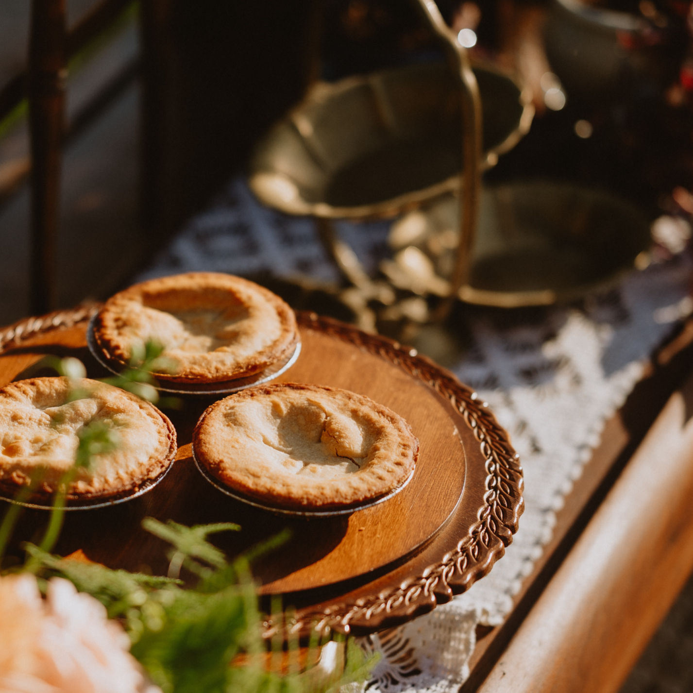 Ornate Carved Wooden Pedestal Cake Stand