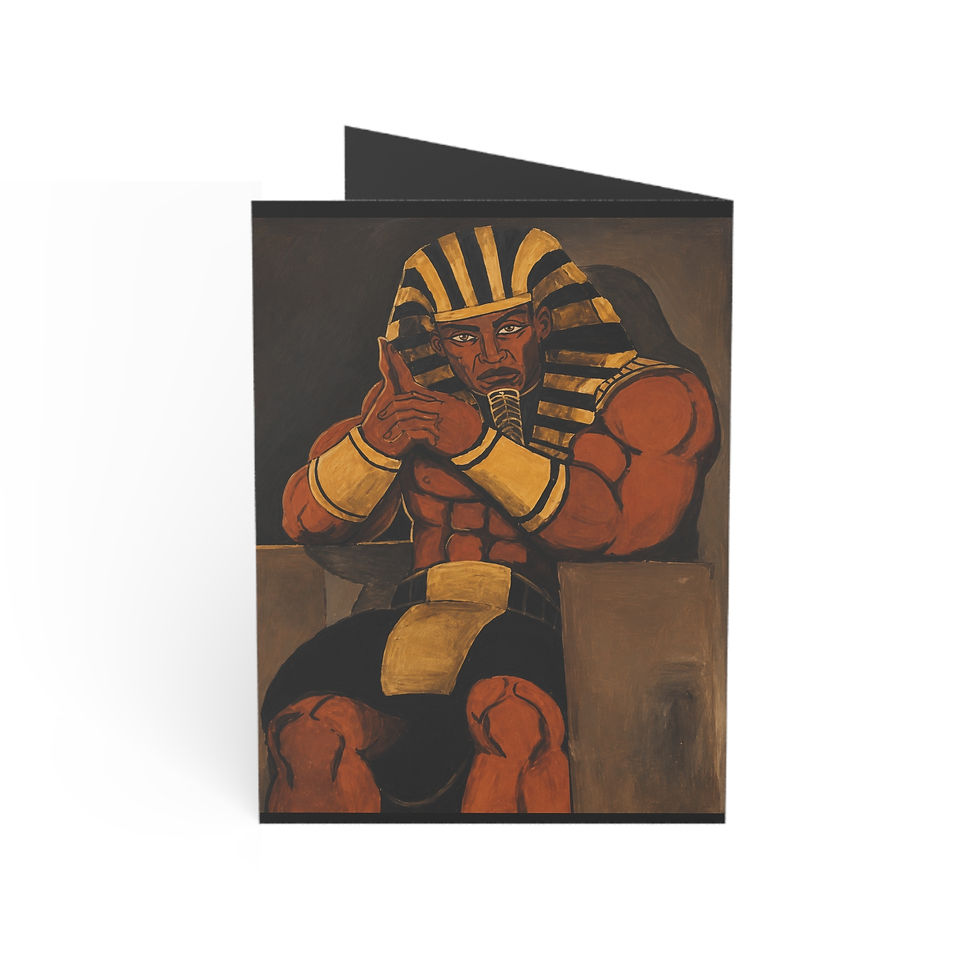 Thumbnail: Pharaoh King Greeting Card — Bold Egyptian Warrior Art (Single or Bulk Packs)
