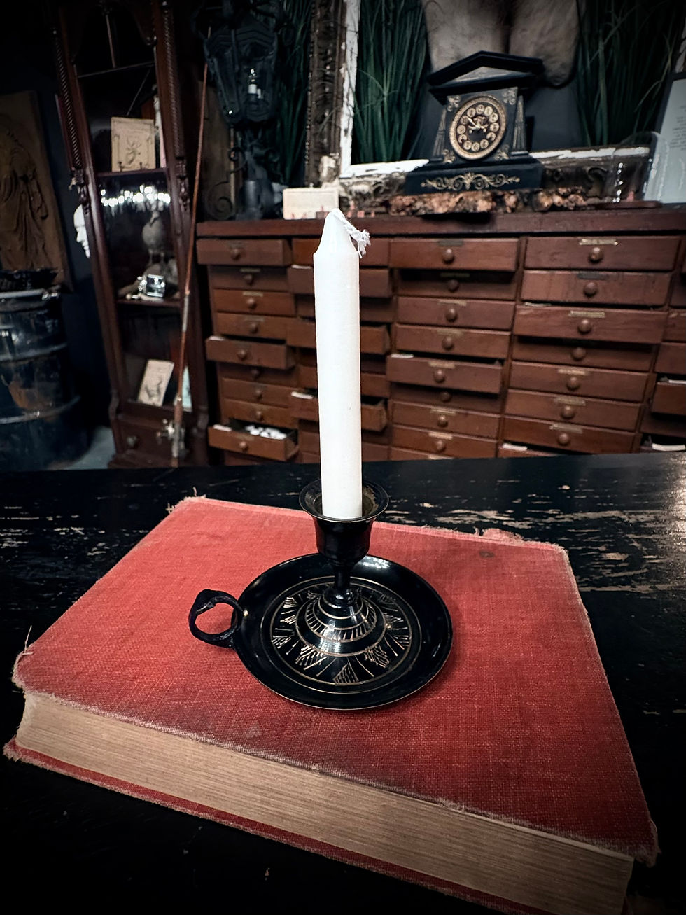 VINTAGE ENGRAVED RITUAL CANDLE HOLDER