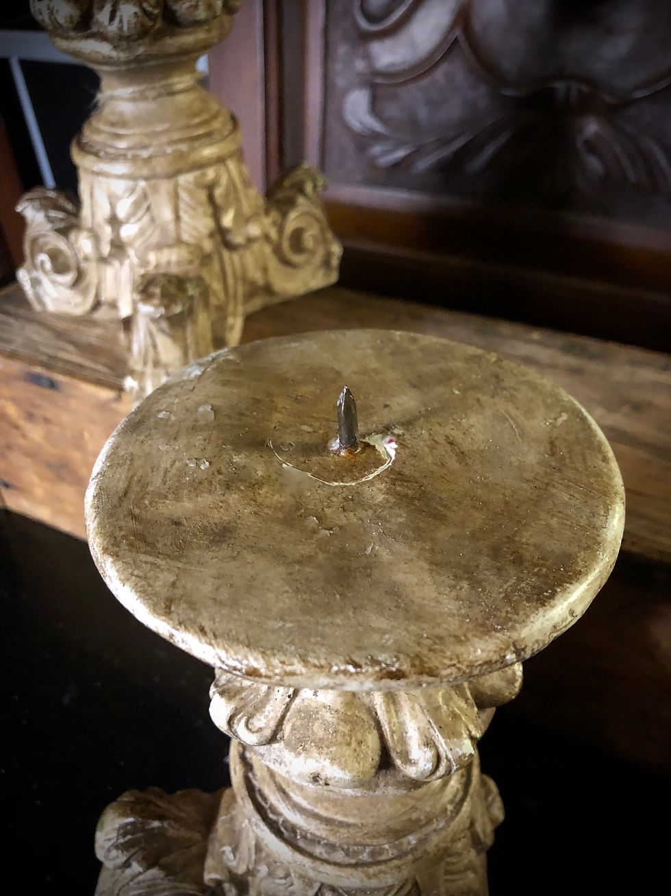 Thumbnail: VINTAGE CHALKWARE CANDLE STANDS