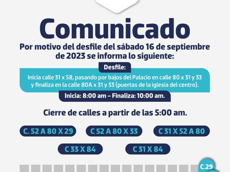 El Ayuntamiento de Progreso da a conocer los cambios en las vialidades por el 15 de septiembre