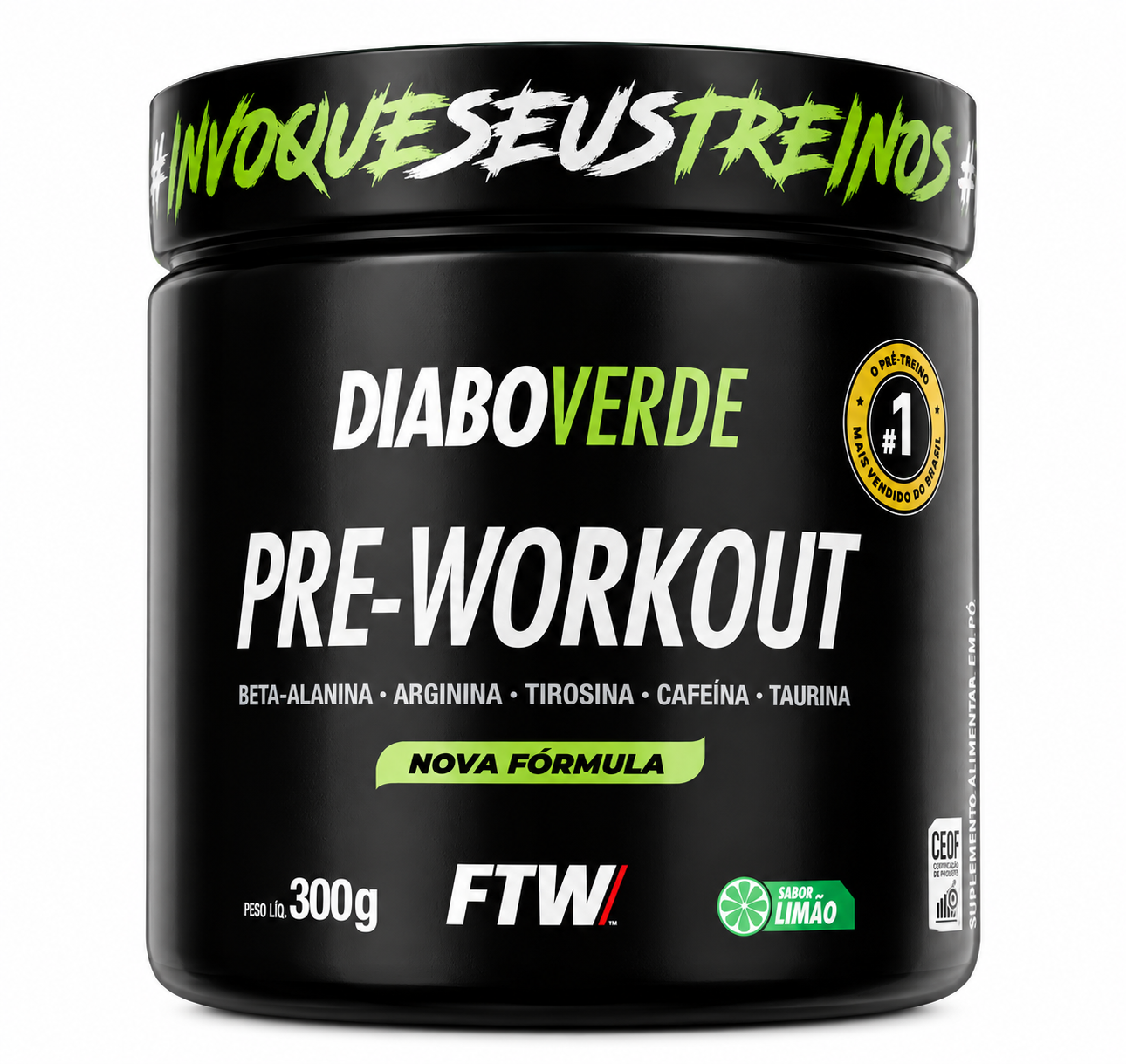 Suplemento FTW Diabo Verde Pre-Workout en pó sabor limão x 300g