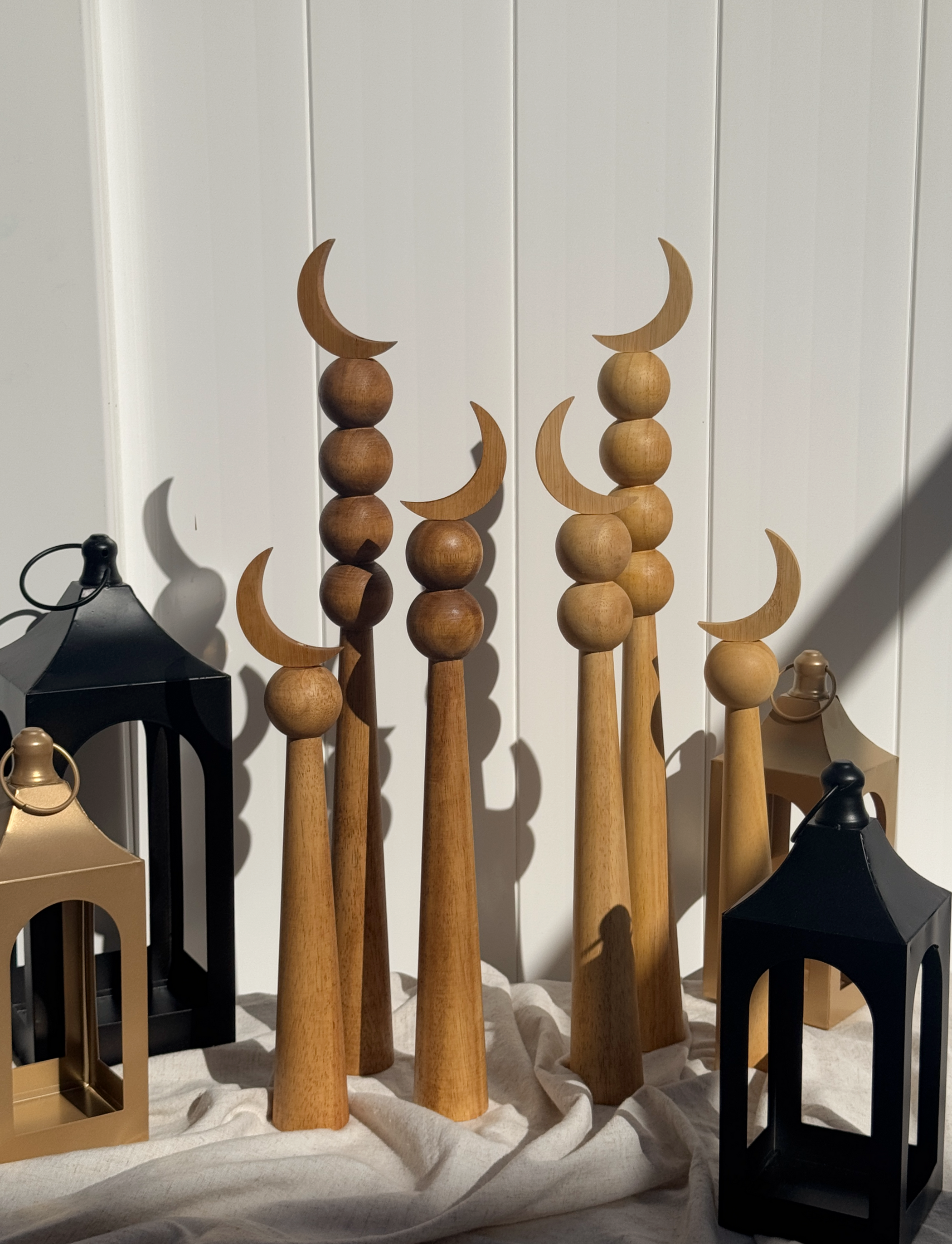 Wood Crescent Minaret Set of 3