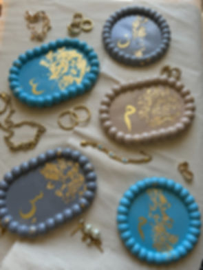 Arabic Initial Circle & Oval Bubble Trinket Dish