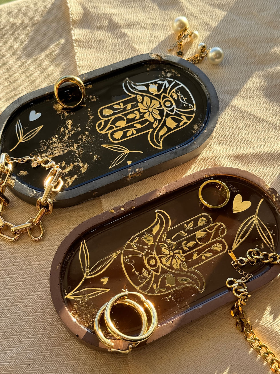 Thumbnail: Gold Hamsa Oval Trinket Dish