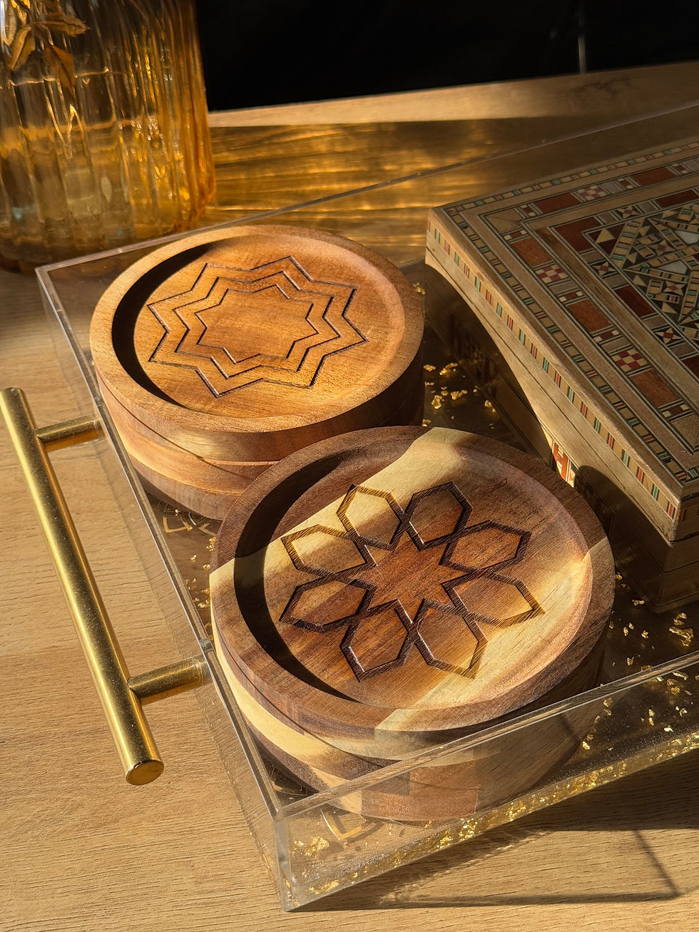 Thumbnail: Large Acacia Wood Engraved Coaster
