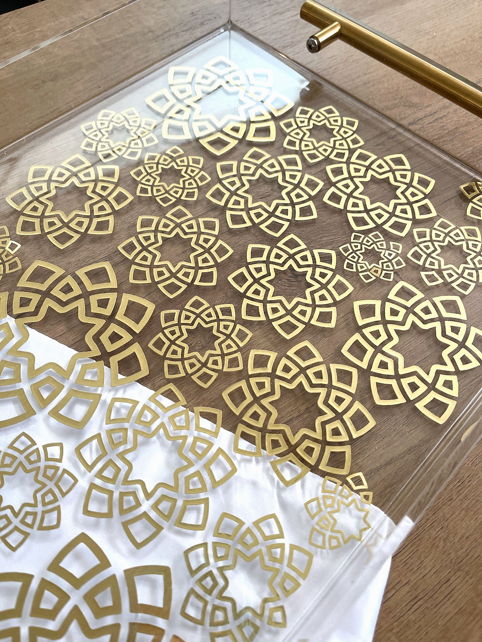 Thumbnail: Arabesque Clear Acrylic Tray with gold handles & dust bag