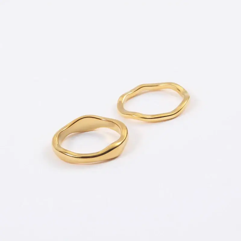 Thumbnail: Irregular Waves Ring - 18K Gold Plated Stainless Steel