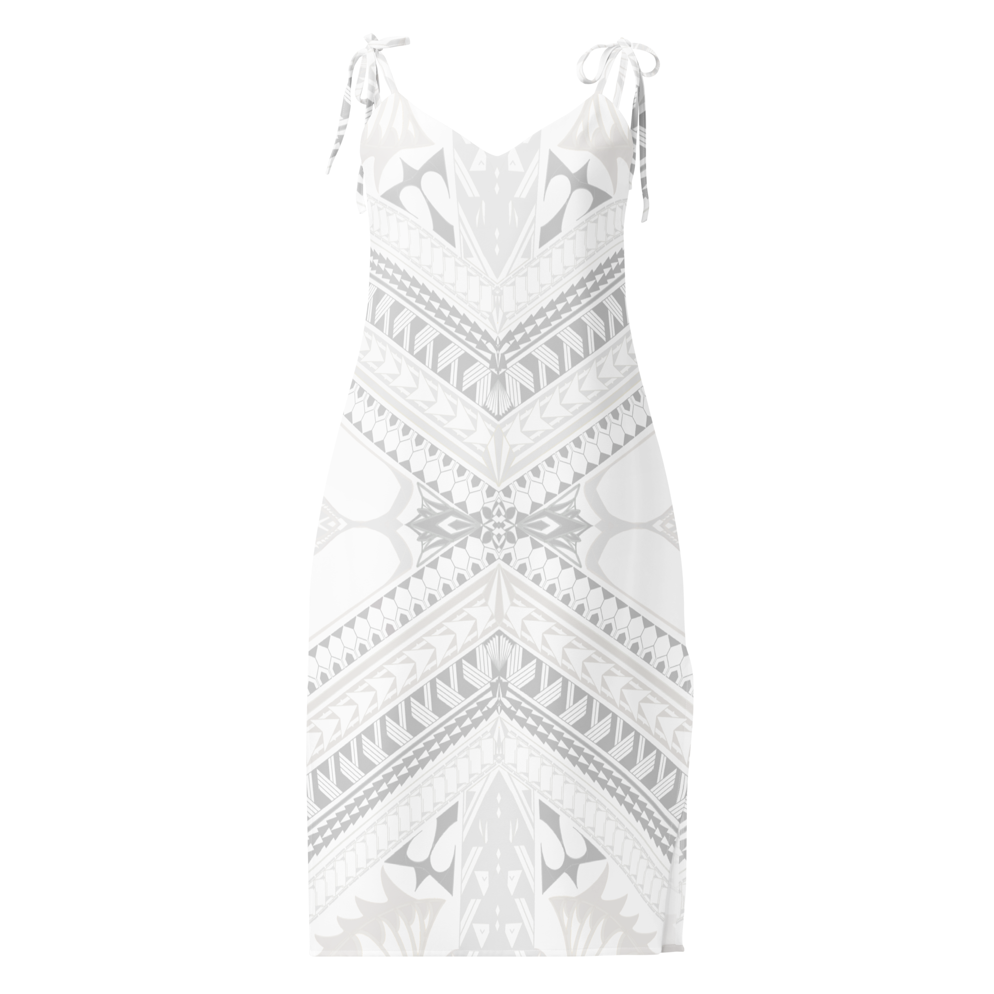 Va'a Beyond White Tie-Strap Midi Dress
