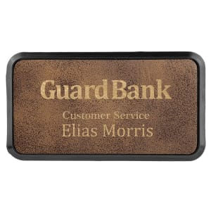 Thumbnail: 3" Leatherette/Framed NAME TAG with magnetic back