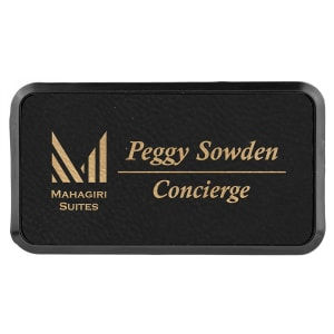 Thumbnail: 3" Leatherette/Framed NAME TAG with magnetic back