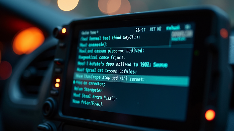 Close-up view of a diagnostic tool screen showing error codes