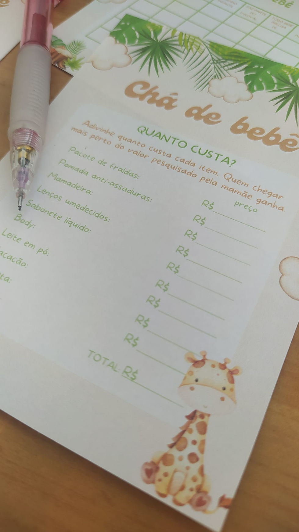 Miniatura: Kit brincadeiras Chá de Bebê Girafinha