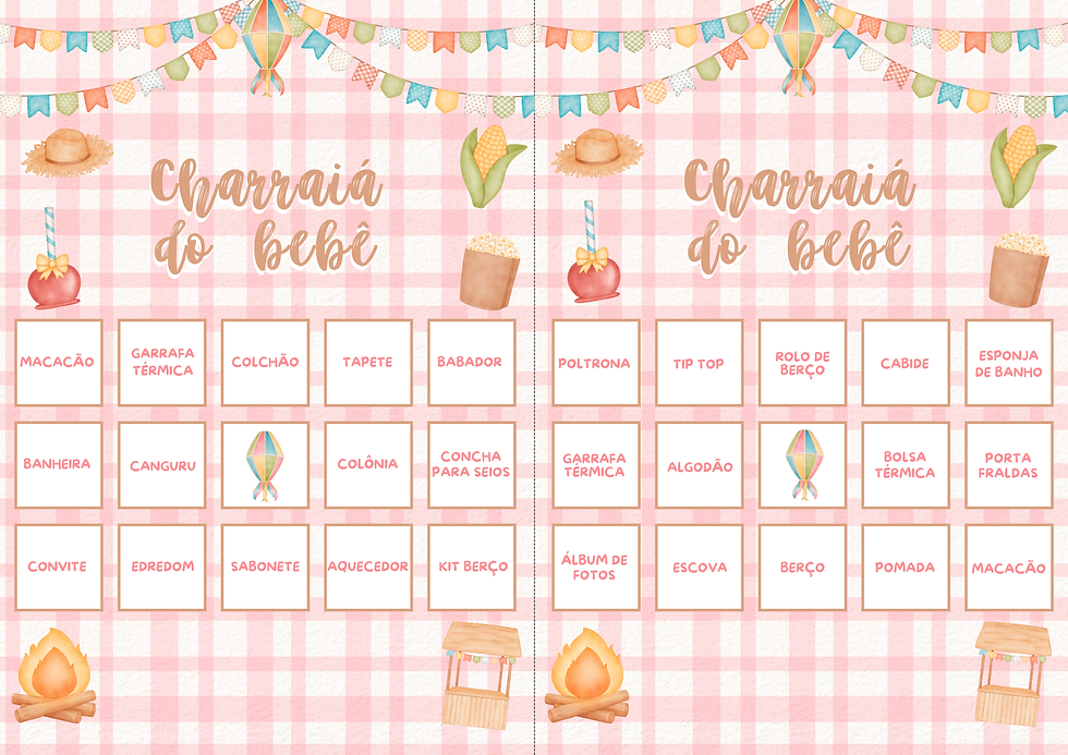 Miniatura: Baby Bingo Charraiá do Bebê - rosa 60 cartelas (PDF)
