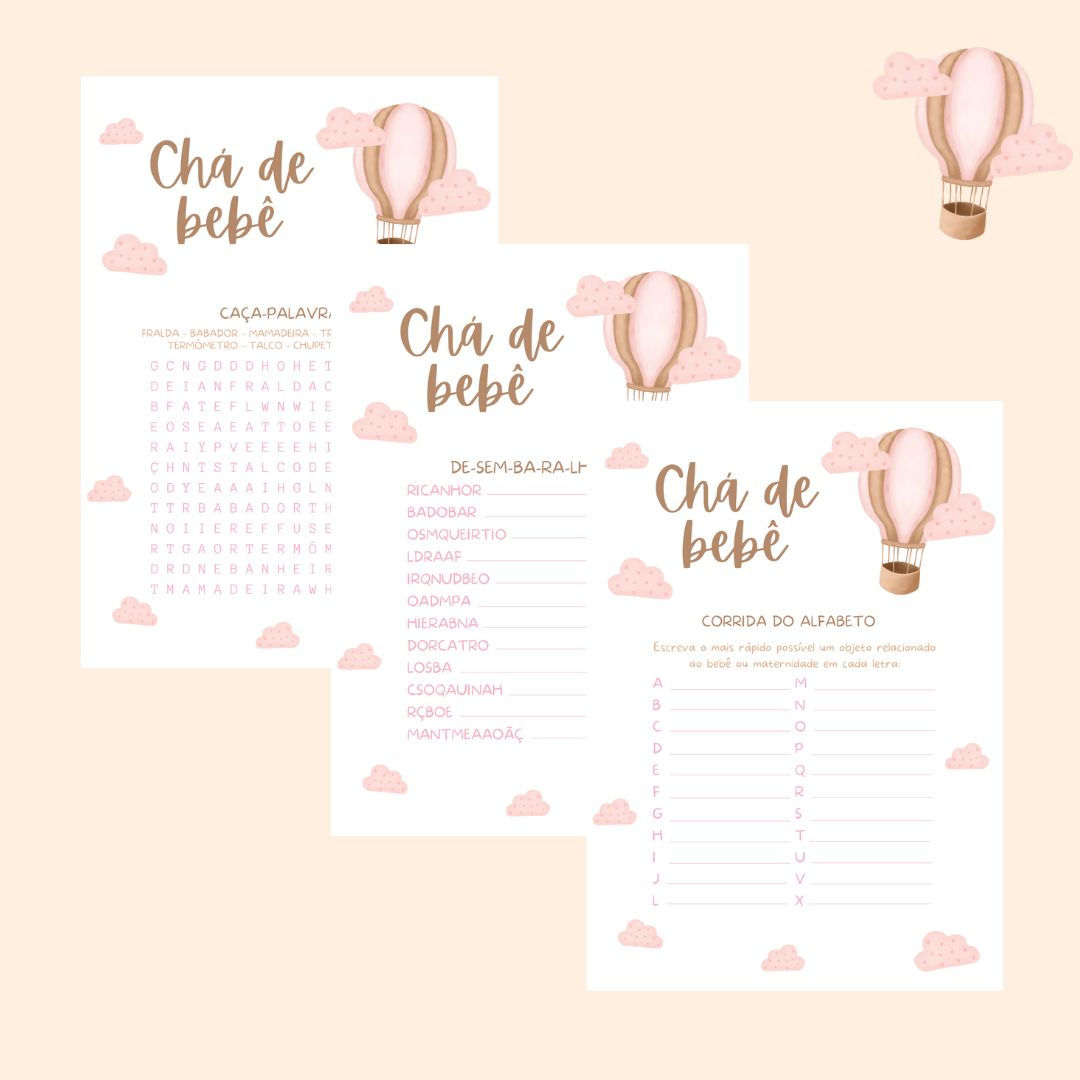 Kit brincadeiras Chá de Bebê Balão (PDF)