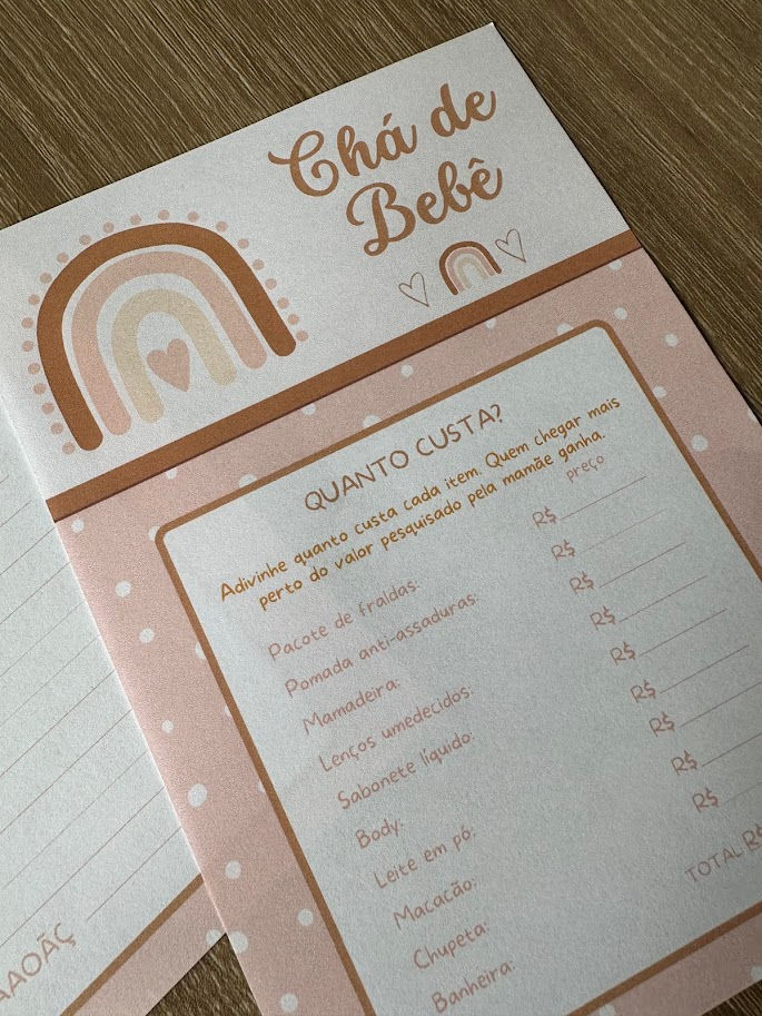 Miniatura: Kit brincadeiras Chá de Bebê Arco-Íris Boho (rosa e poá)