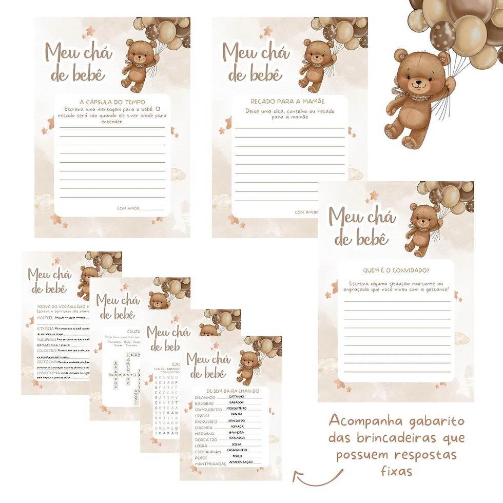 Miniatura: Kit brincadeiras Chá de Bebê Ursinho Balões (PDF)