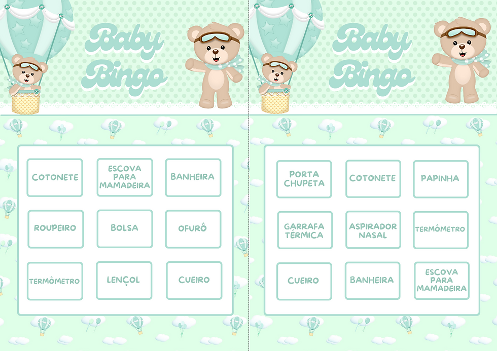 Miniatura: Baby Bingo Ursinho Baloeiro (verde) - 100 cartelas