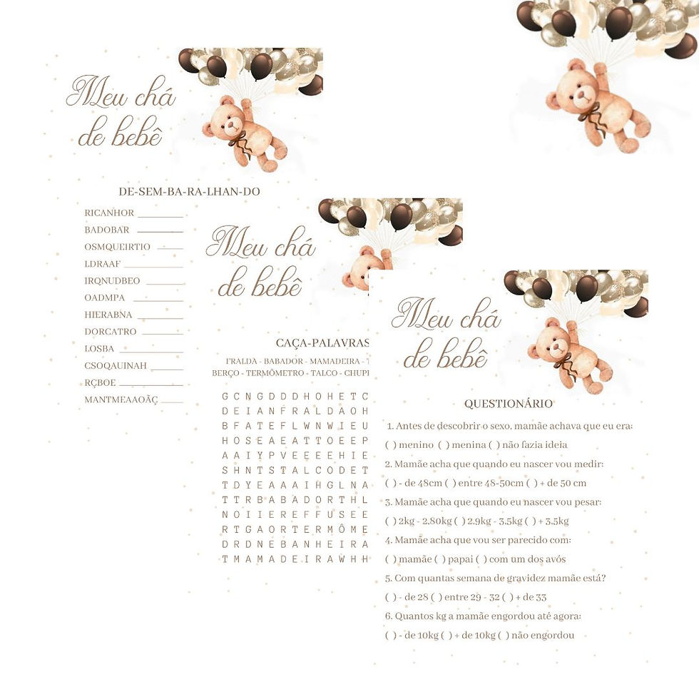 Miniatura: Kit brincadeiras Chá de Bebê Ursinho Balões (Arquivo PDF)
