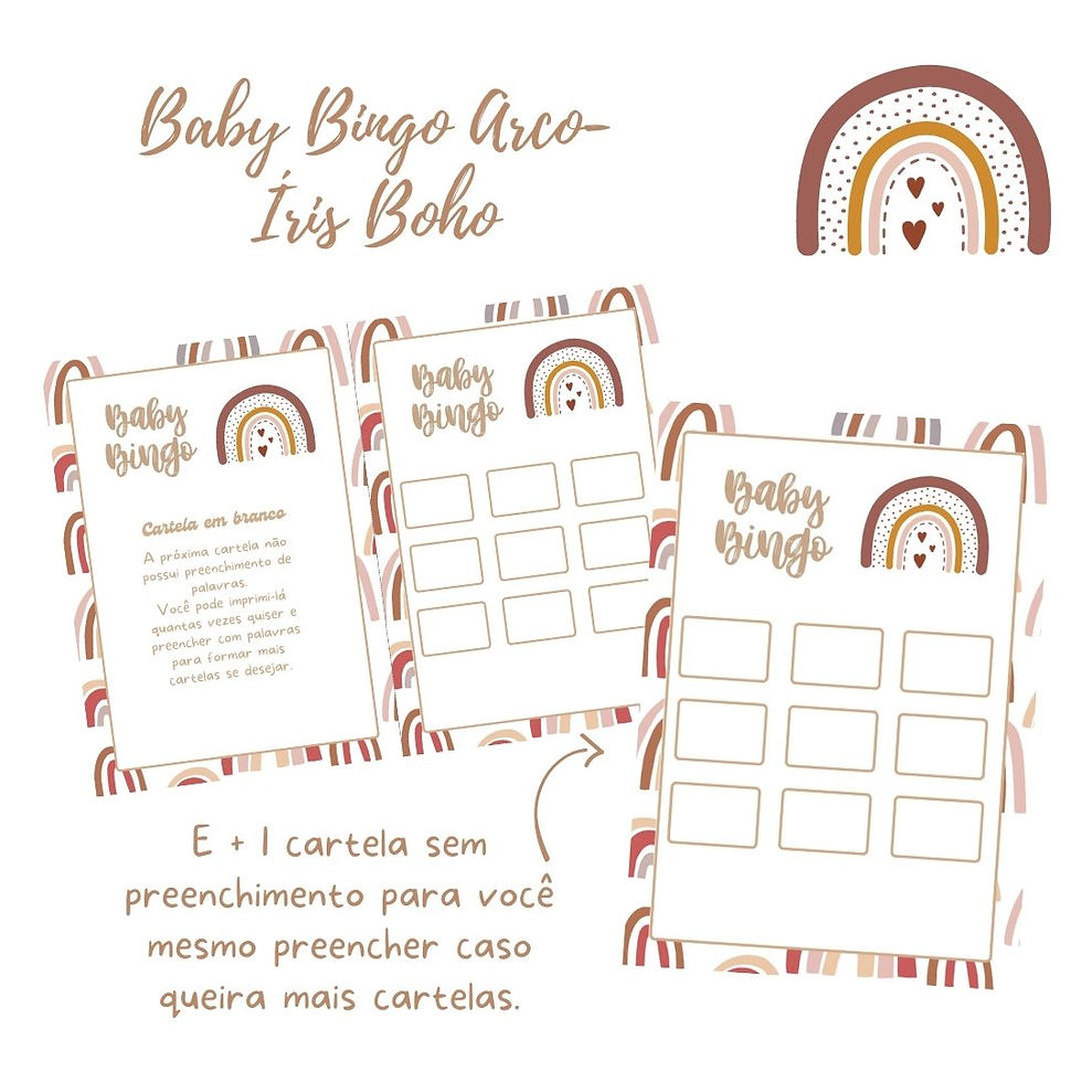 Miniatura: Baby Bingo Arco-Íris Boho 3 - 100 cartelas