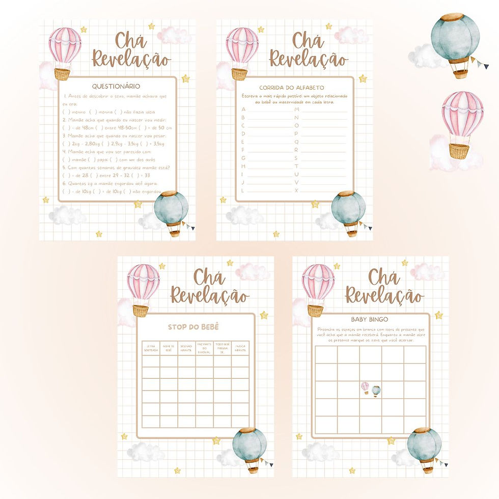 Miniatura: Kit brincadeiras Chá de Bebê Revelação Balões (PDF)