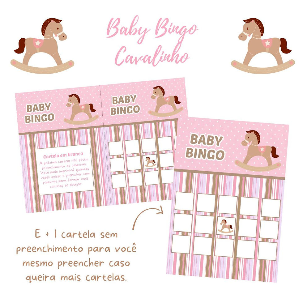 Miniatura: Baby Bingo Cavalinho - rosa 60 cartelas (PDF)